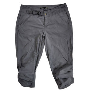 Prana Jasmine Knicker Crop Capri Pants Size 4 Dark Gray Belted Hiking Camping